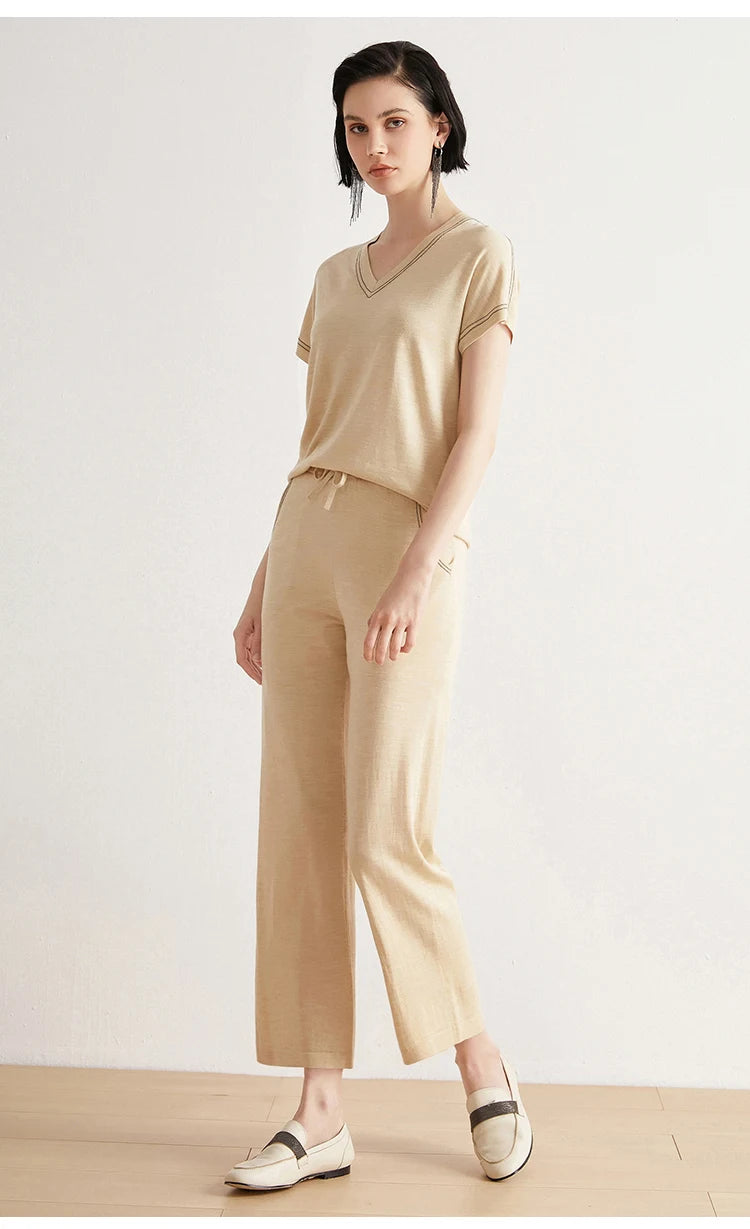 Merino Wool Silk Trousers