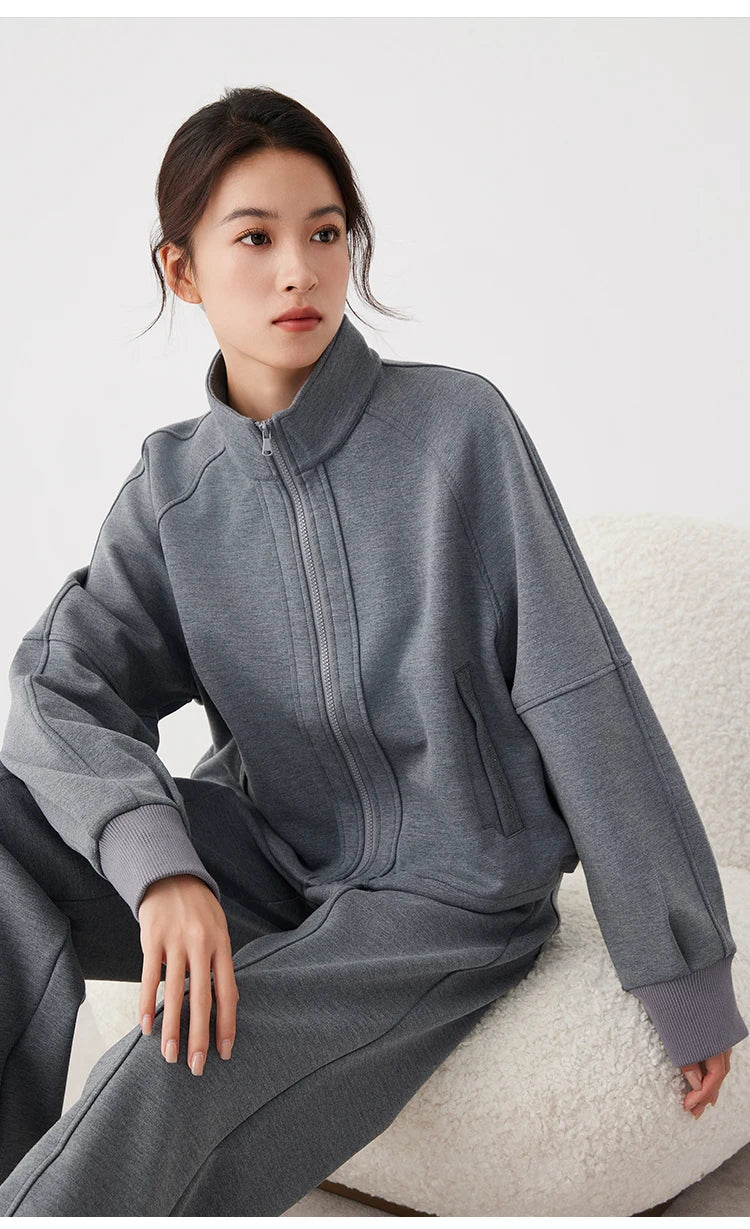 Stand Collar Woolen Jacket