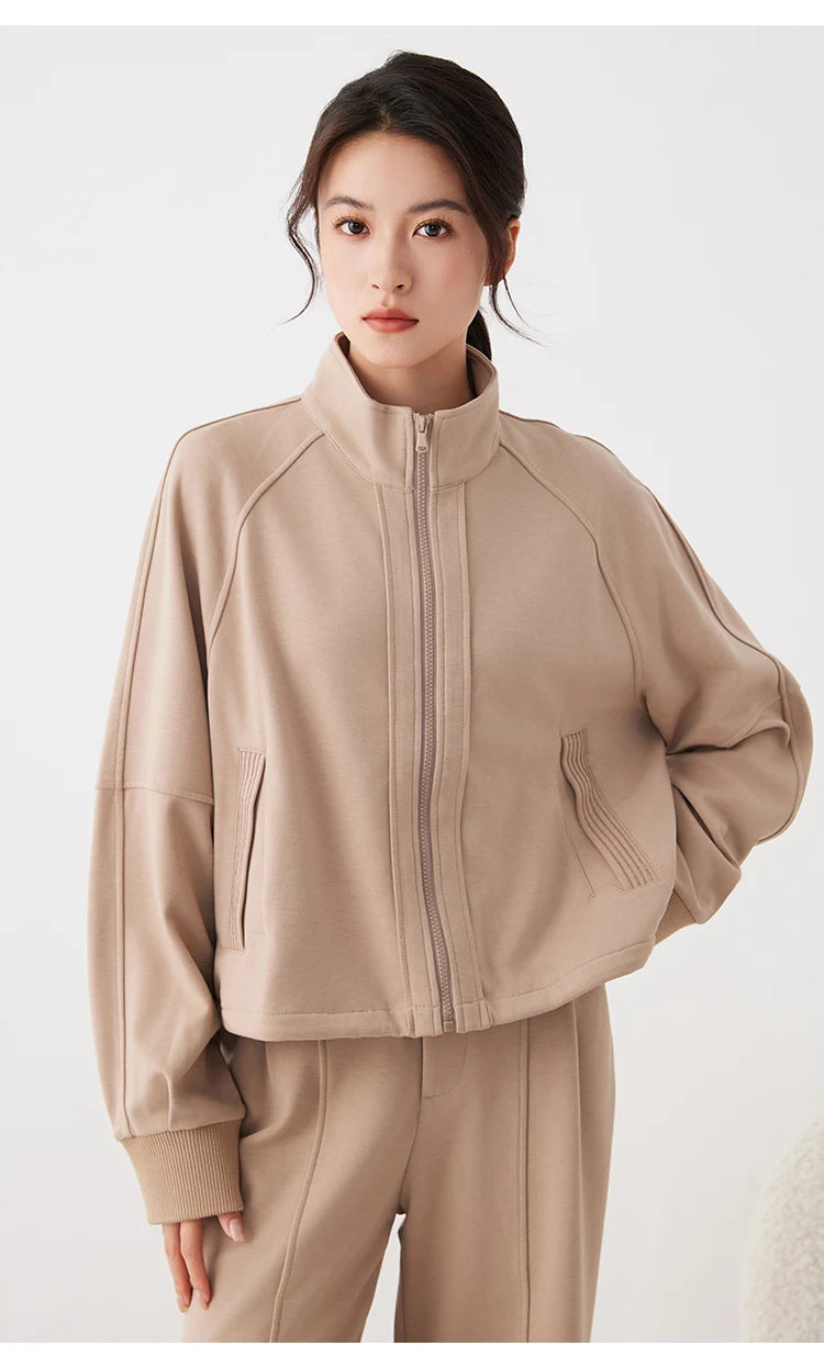 Stand Collar Woolen Jacket