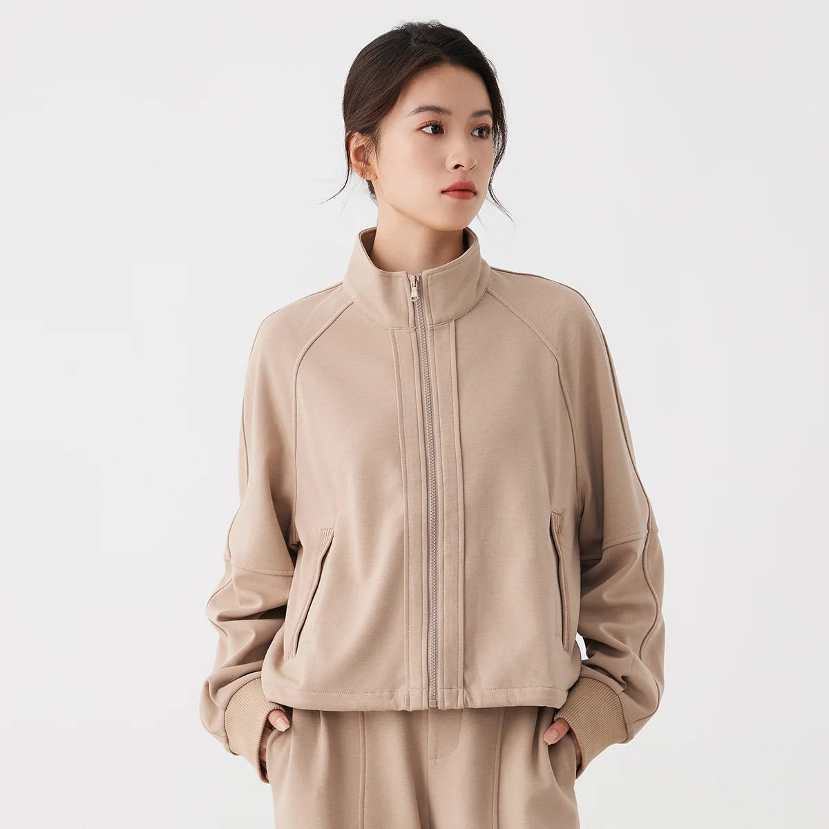 Stand Collar Woolen Jacket