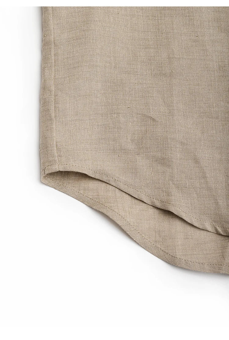 100% Pure Linen Summer Polo Shirts Ladies Blouse Light Coffee