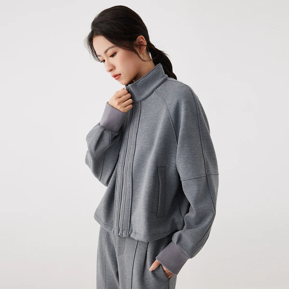 Stand Collar Woolen Jacket