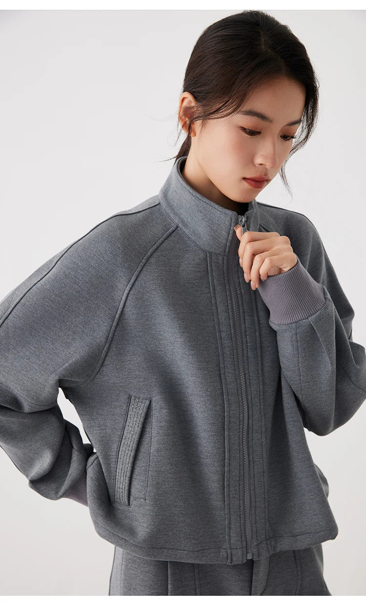 Stand Collar Woolen Jacket