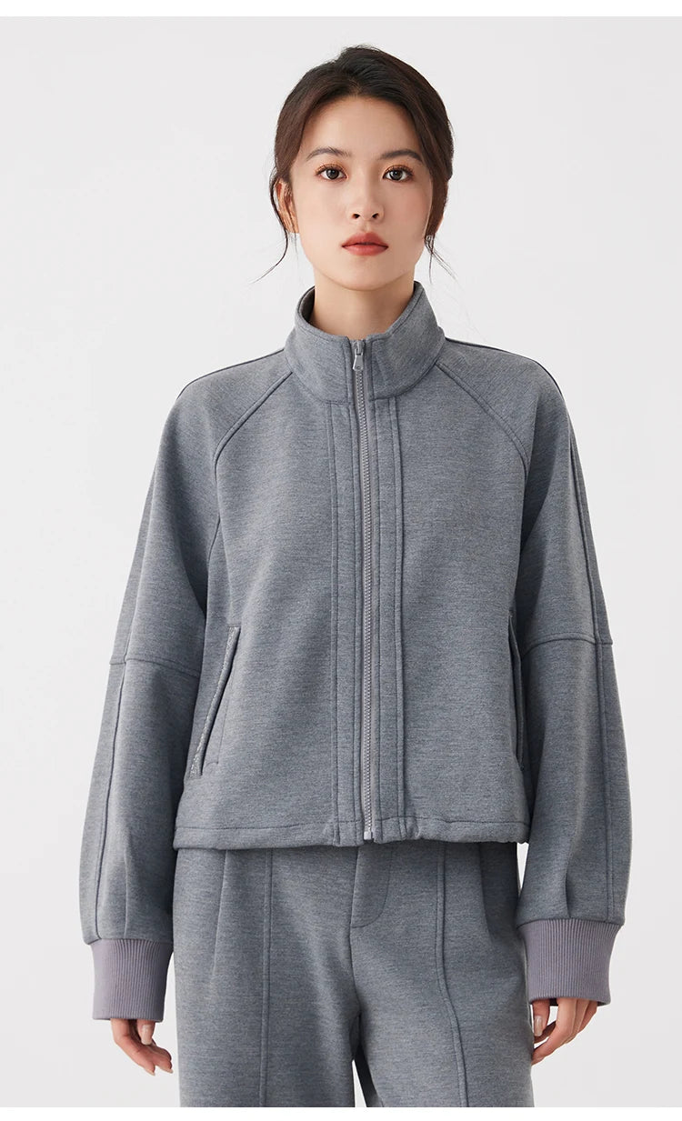 Stand Collar Woolen Jacket