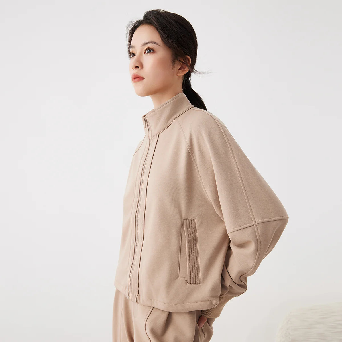 Stand Collar Woolen Jacket