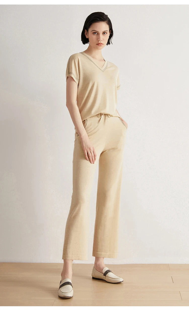Merino Wool Silk Trousers