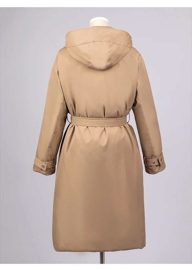 White goose down coats Long hooded Puffer jackets
