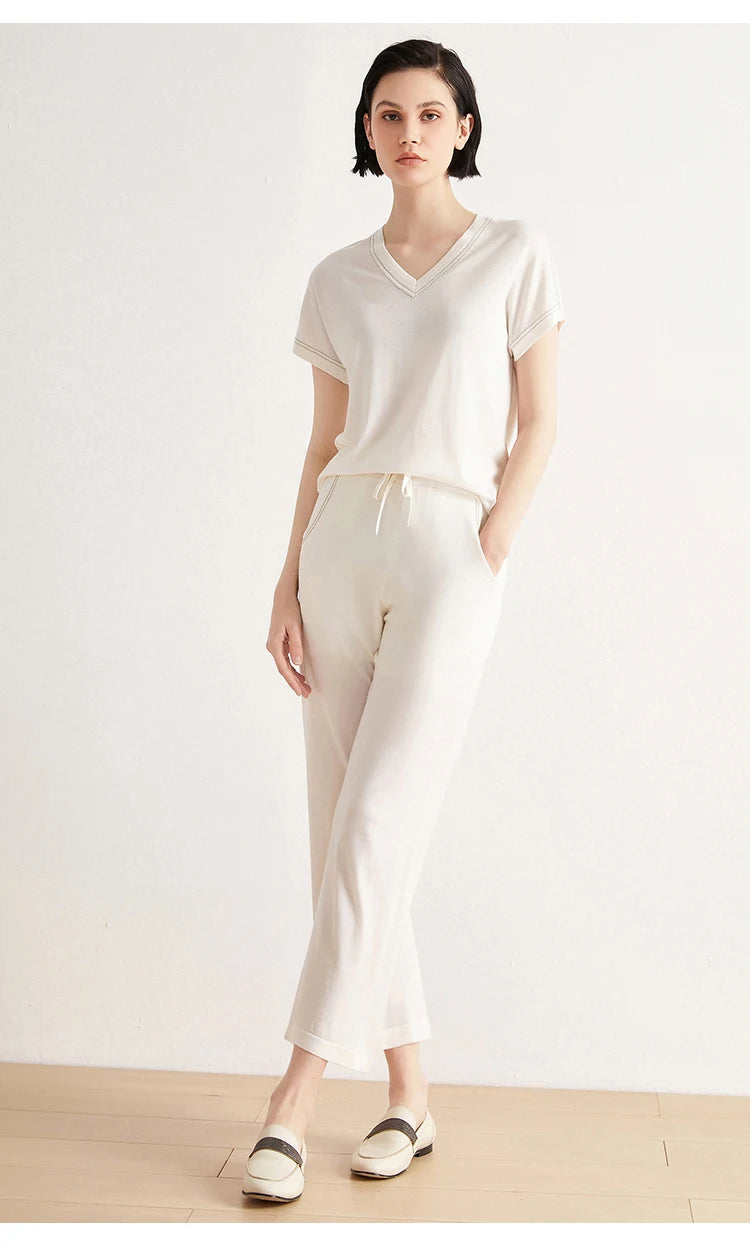 Merino Wool Silk Trousers